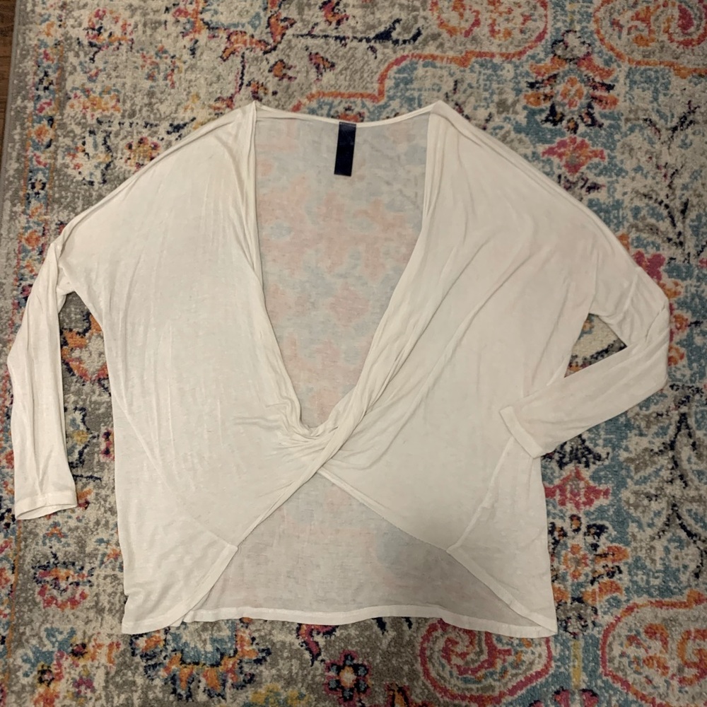 White open front sweater